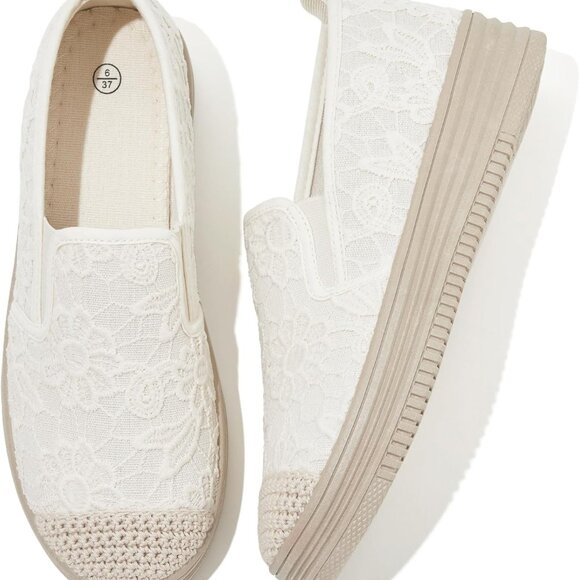Shoes - Womens Slip On Shoes Lace Mesh Flat Casual Loafers for Office Travel